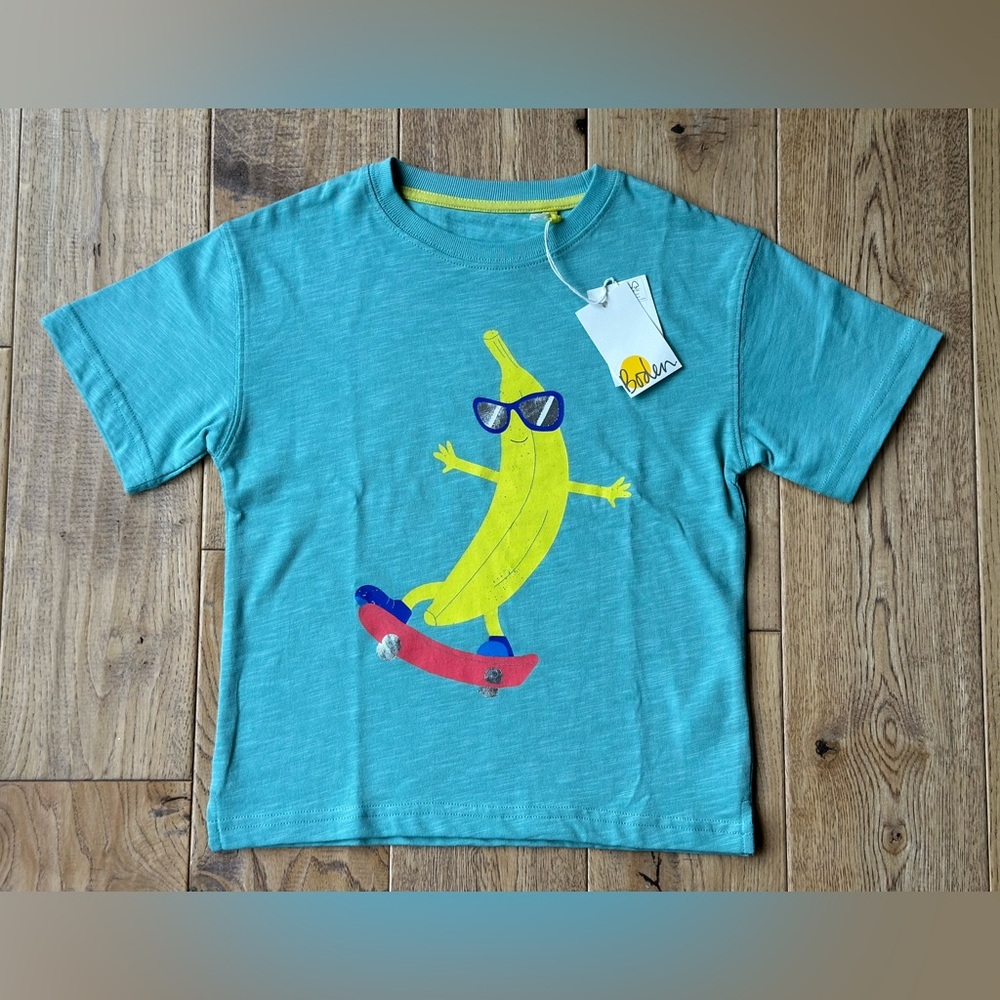 Mini Boden Printed Humour T-shirt Hot Spring Banana size 2-3Y NWT